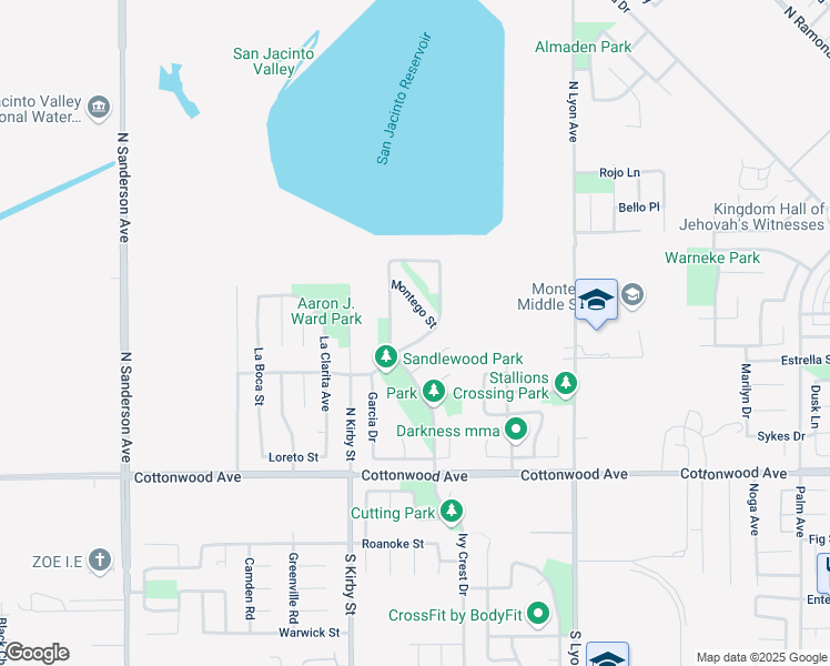 map of restaurants, bars, coffee shops, grocery stores, and more near 1783 Caseros Drive in San Jacinto