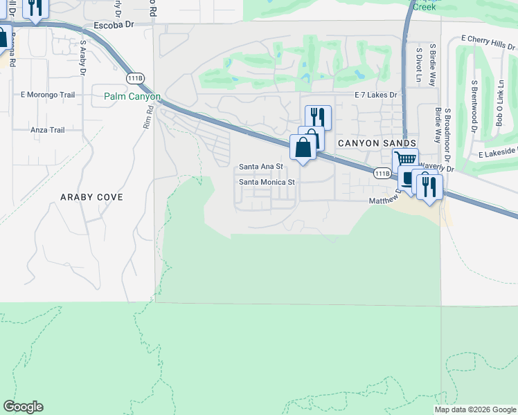 map of restaurants, bars, coffee shops, grocery stores, and more near 257 Del Mar in Palm Springs