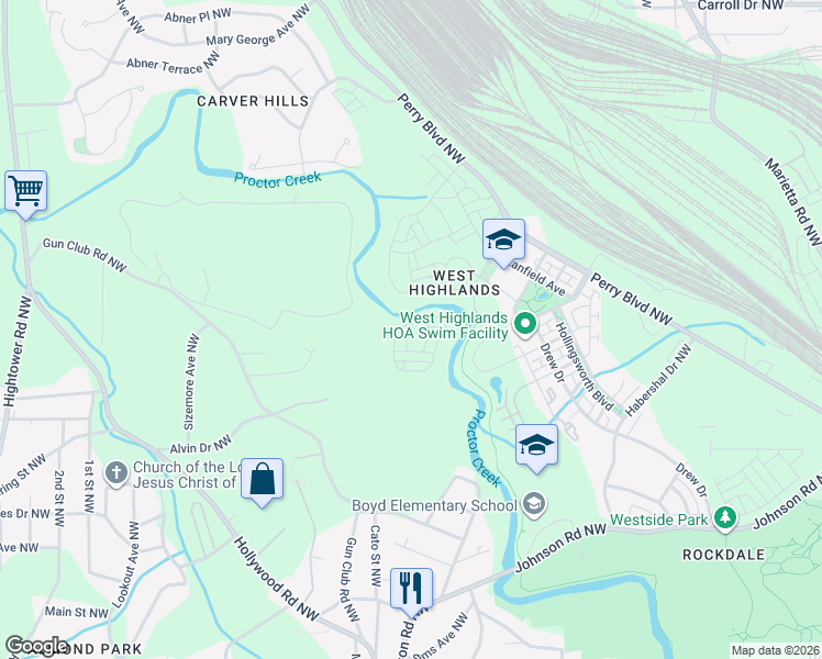 map of restaurants, bars, coffee shops, grocery stores, and more near 1791 Willow Way in Atlanta