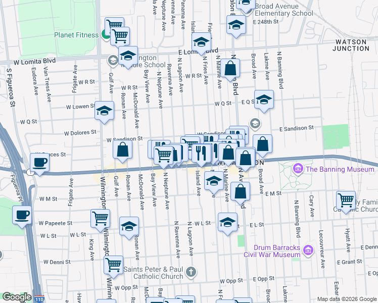 map of restaurants, bars, coffee shops, grocery stores, and more near 1432 North Lagoon Avenue in Los Angeles