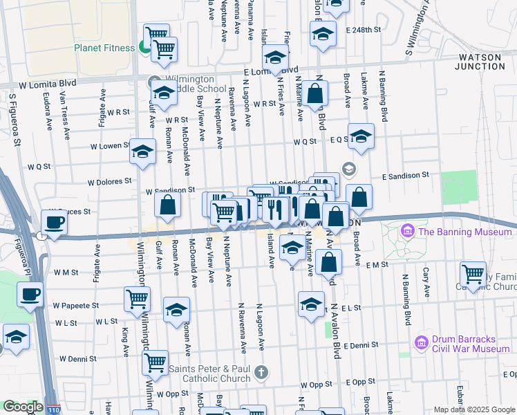 map of restaurants, bars, coffee shops, grocery stores, and more near 1432 North Lagoon Avenue in Los Angeles
