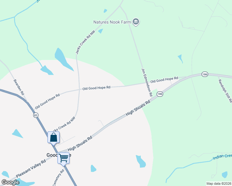 map of restaurants, bars, coffee shops, grocery stores, and more near 385 Old Good Hope Road in Good Hope
