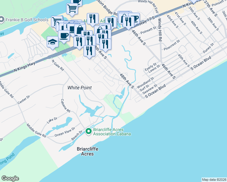 map of restaurants, bars, coffee shops, grocery stores, and more near 81 Banyan Place in North Myrtle Beach