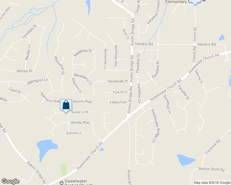 map of restaurants, bars, coffee shops, grocery stores, and more near 113 Park Place Court in Douglasville