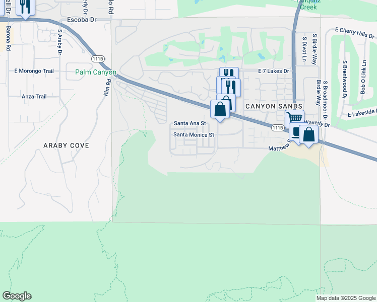 map of restaurants, bars, coffee shops, grocery stores, and more near 236 Del Mar in Palm Springs