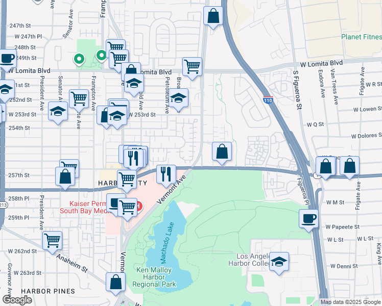 map of restaurants, bars, coffee shops, grocery stores, and more near 25526 Bayside Place in Los Angeles