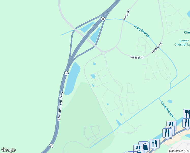 map of restaurants, bars, coffee shops, grocery stores, and more near 10000 Water Tower Road in Longs