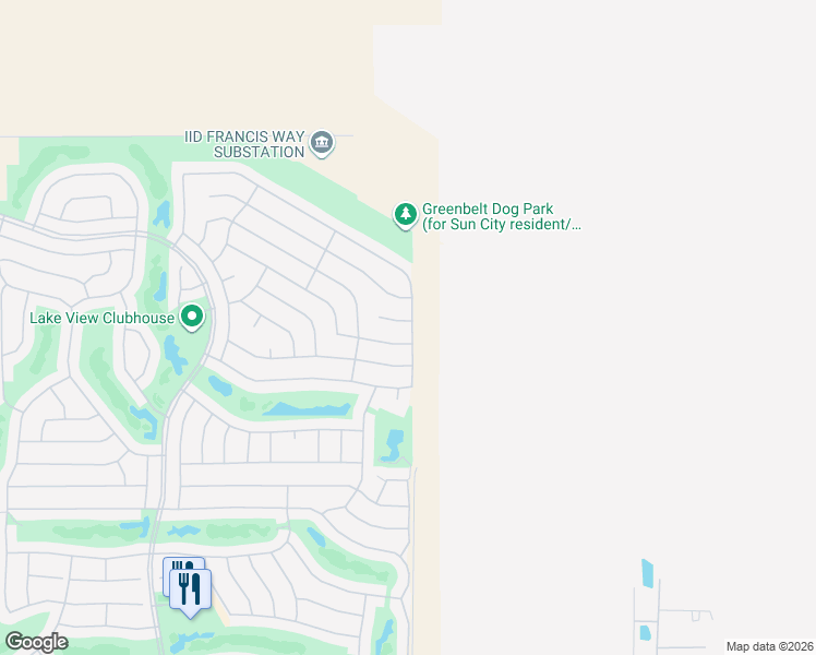 map of restaurants, bars, coffee shops, grocery stores, and more near 78995 Spirito Court in Palm Desert