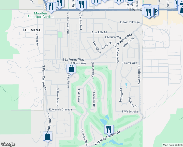 map of restaurants, bars, coffee shops, grocery stores, and more near 2205 South Yosemite in Palm Springs