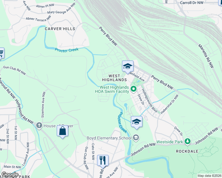 map of restaurants, bars, coffee shops, grocery stores, and more near 1738 Sanford Drive in Atlanta