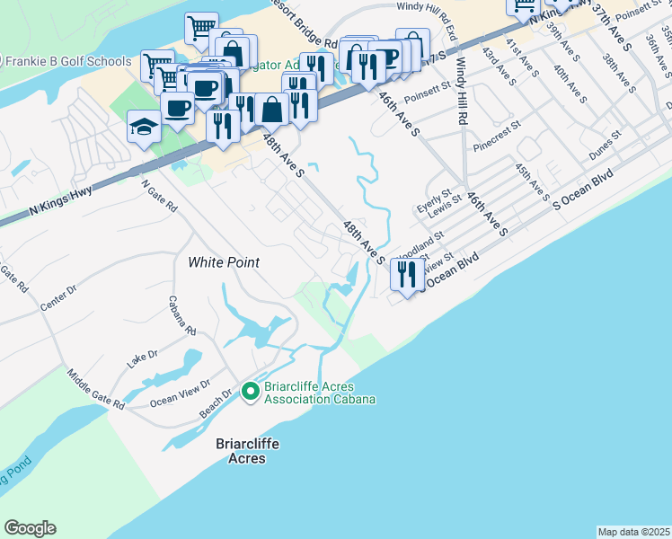 map of restaurants, bars, coffee shops, grocery stores, and more near 4957 Salt Creek Court in North Myrtle Beach