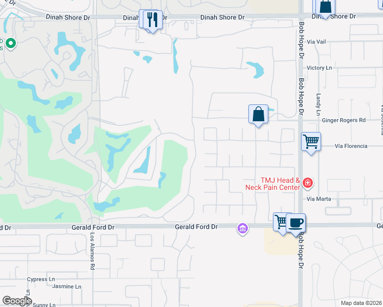map of restaurants, bars, coffee shops, grocery stores, and more near 71 Oakmont Drive in Rancho Mirage