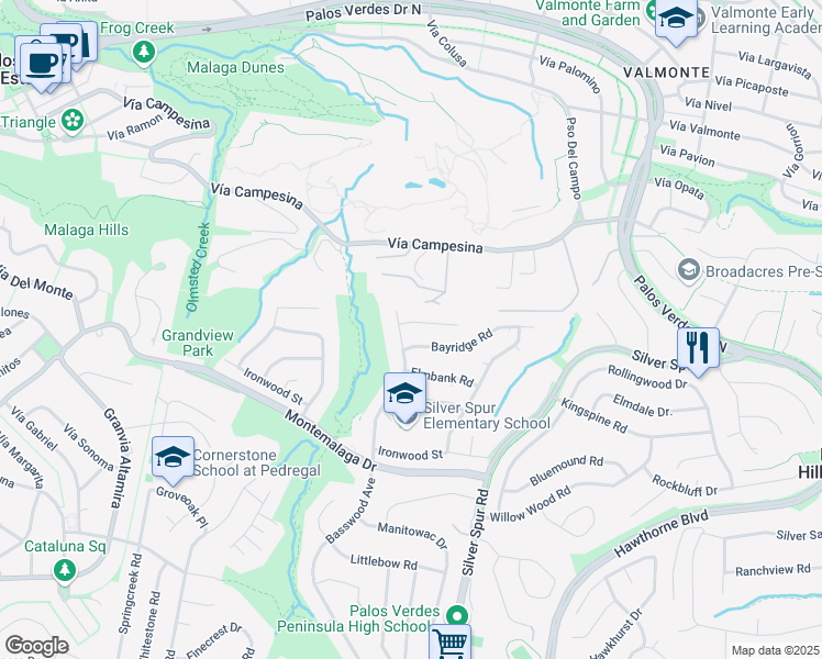 map of restaurants, bars, coffee shops, grocery stores, and more near 5564 Graylog Street in Rancho Palos Verdes