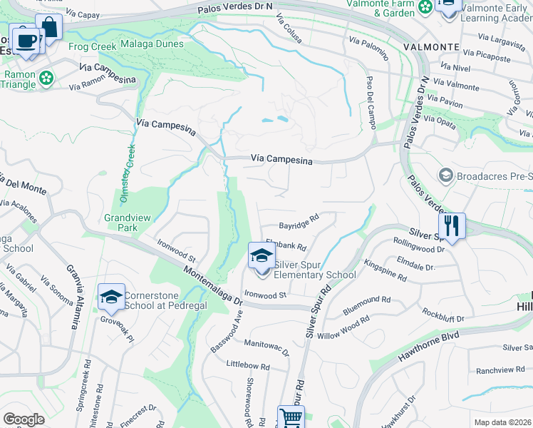 map of restaurants, bars, coffee shops, grocery stores, and more near 5564 Graylog Street in Rancho Palos Verdes
