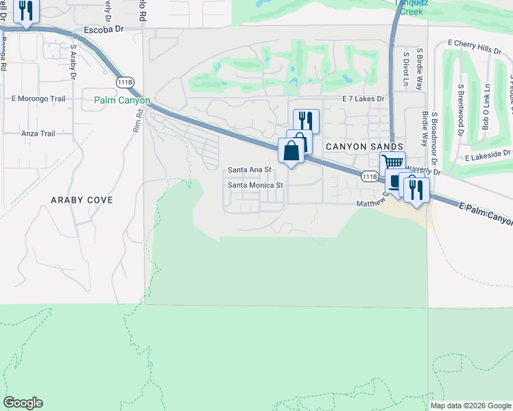 map of restaurants, bars, coffee shops, grocery stores, and more near 159 Laguna Drive in Palm Springs