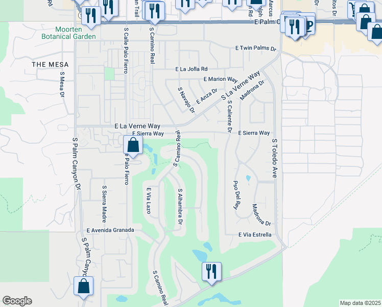 map of restaurants, bars, coffee shops, grocery stores, and more near 2220 South Yosemite in Palm Springs