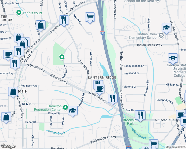 map of restaurants, bars, coffee shops, grocery stores, and more near 545 Warren Avenue in Scottdale