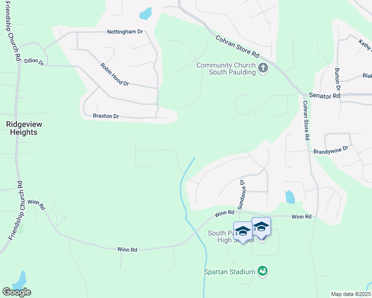 map of restaurants, bars, coffee shops, grocery stores, and more near 200 Brookwood Crossing in Douglasville
