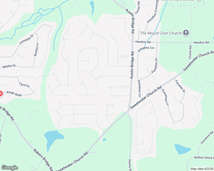 map of restaurants, bars, coffee shops, grocery stores, and more near 208 Park Place Court in Douglasville