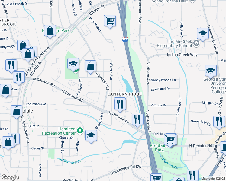 map of restaurants, bars, coffee shops, grocery stores, and more near 545 Warren Avenue in Scottdale