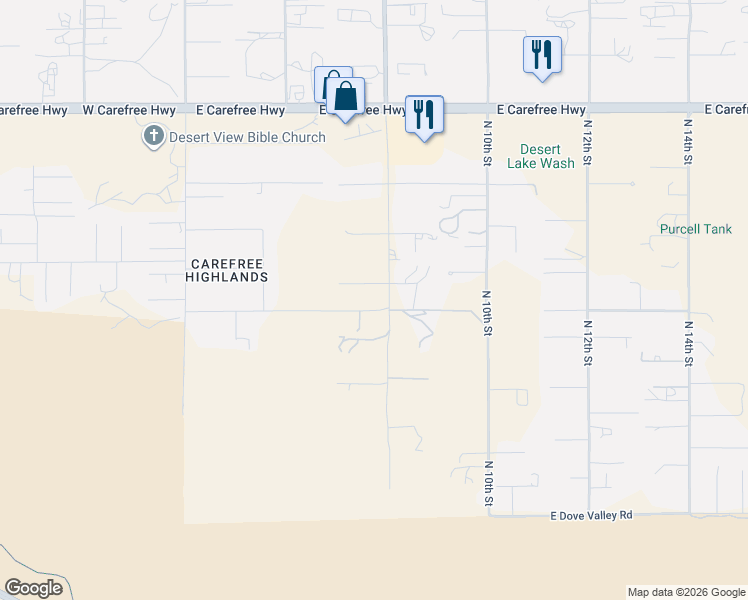 map of restaurants, bars, coffee shops, grocery stores, and more near 449 East Paint Your Wagon Trail in Phoenix