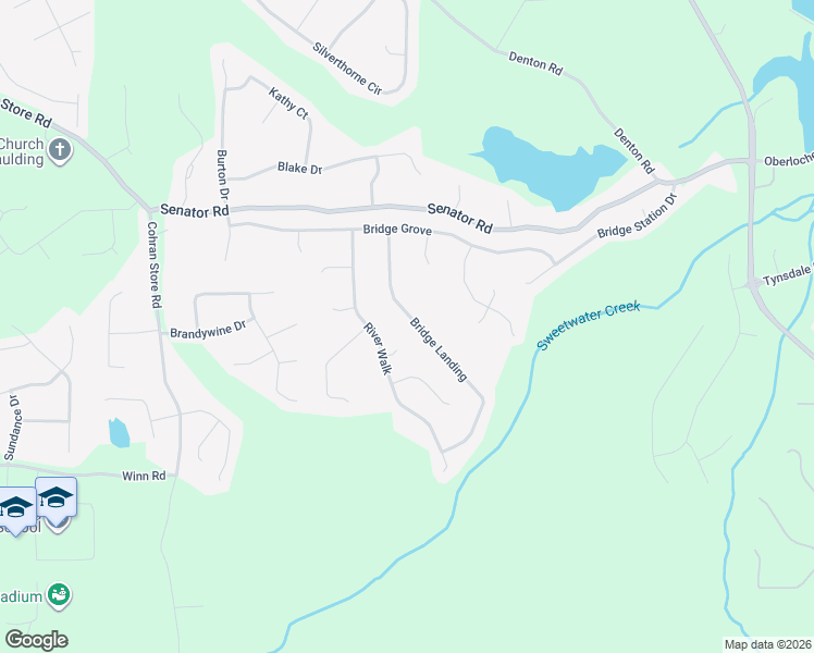 map of restaurants, bars, coffee shops, grocery stores, and more near 240 Bridge Landing in Douglasville