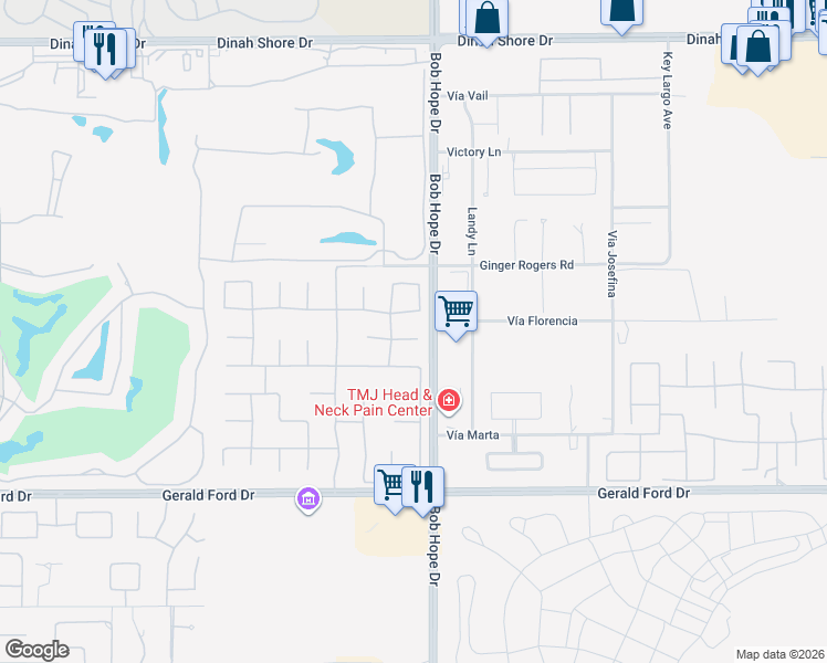 map of restaurants, bars, coffee shops, grocery stores, and more near 7 Dickens Court in Rancho Mirage