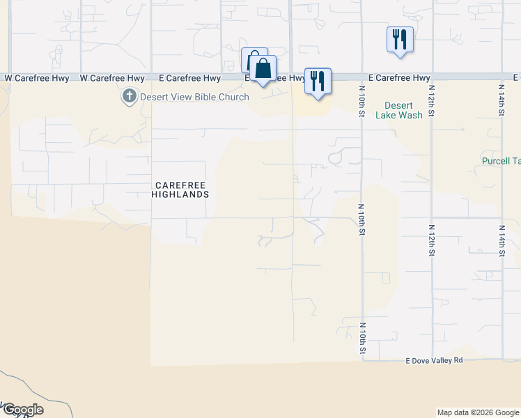 map of restaurants, bars, coffee shops, grocery stores, and more near 433 East Paint Your Wagon Trail in Phoenix