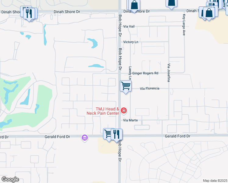 map of restaurants, bars, coffee shops, grocery stores, and more near 6 Dickens Court in Rancho Mirage