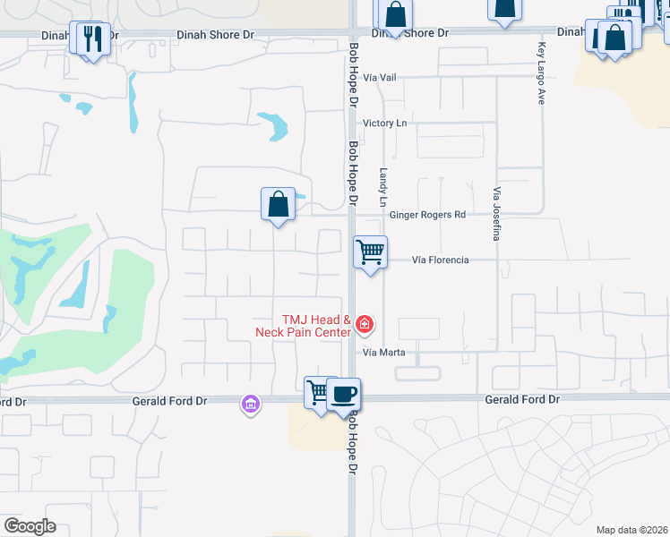 map of restaurants, bars, coffee shops, grocery stores, and more near 6 Dickens Court in Rancho Mirage
