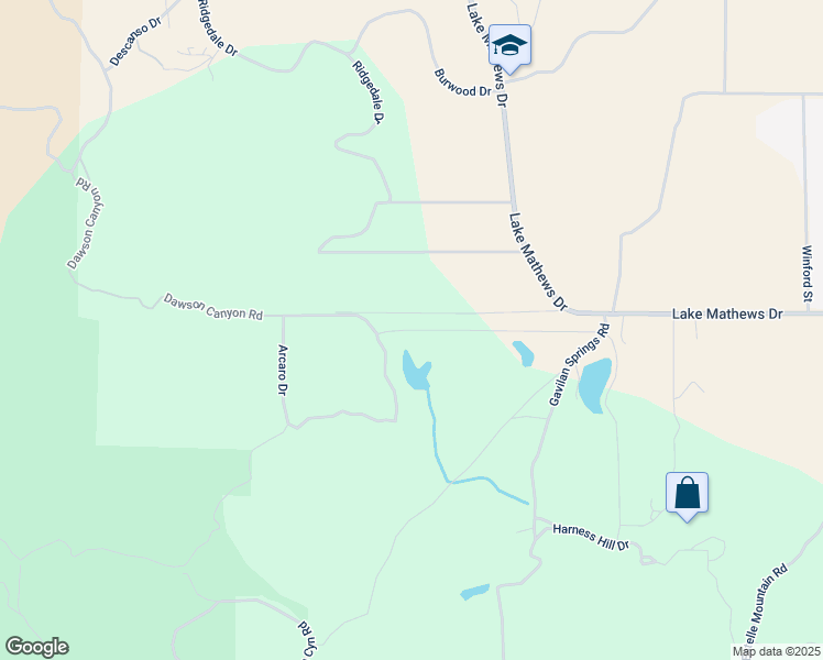 map of restaurants, bars, coffee shops, grocery stores, and more near Dawson Canyon Road in Perris