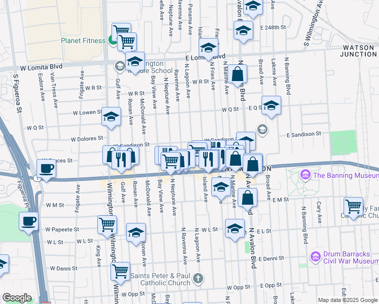 map of restaurants, bars, coffee shops, grocery stores, and more near 1435 Ravenna Avenue in Los Angeles