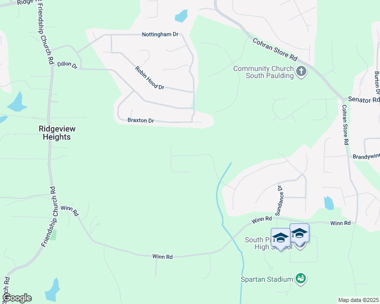 map of restaurants, bars, coffee shops, grocery stores, and more near 320 Brookwood Crossing in Douglasville