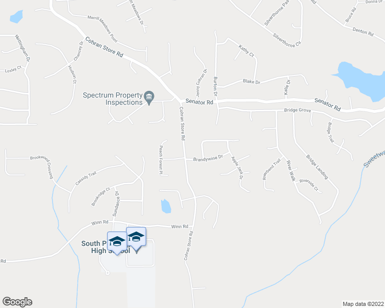 map of restaurants, bars, coffee shops, grocery stores, and more near 35 Brandywine Drive in Douglasville