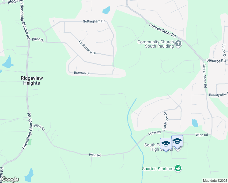 map of restaurants, bars, coffee shops, grocery stores, and more near 300 Brookwood Crossing in Douglasville