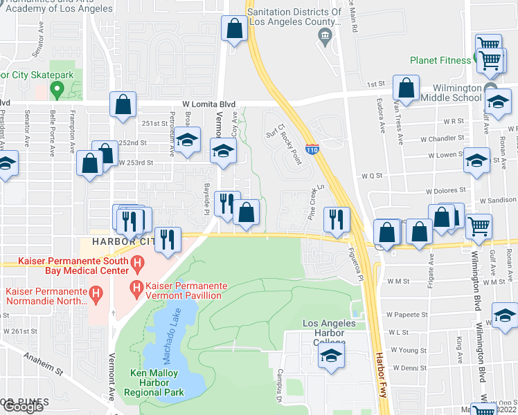 map of restaurants, bars, coffee shops, grocery stores, and more near 25524 Dodge Avenue in Los Angeles