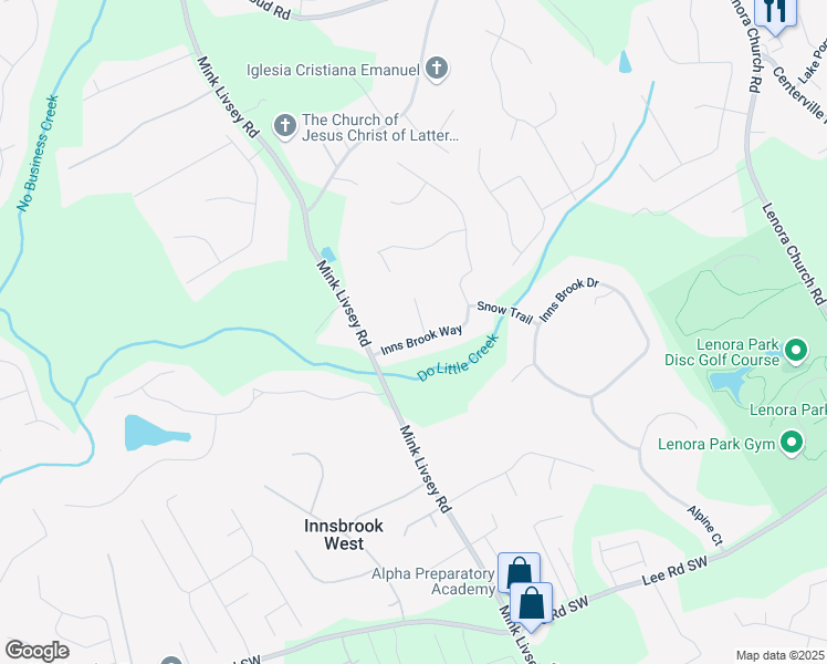 map of restaurants, bars, coffee shops, grocery stores, and more near 3481 Inns Brook Way in Snellville