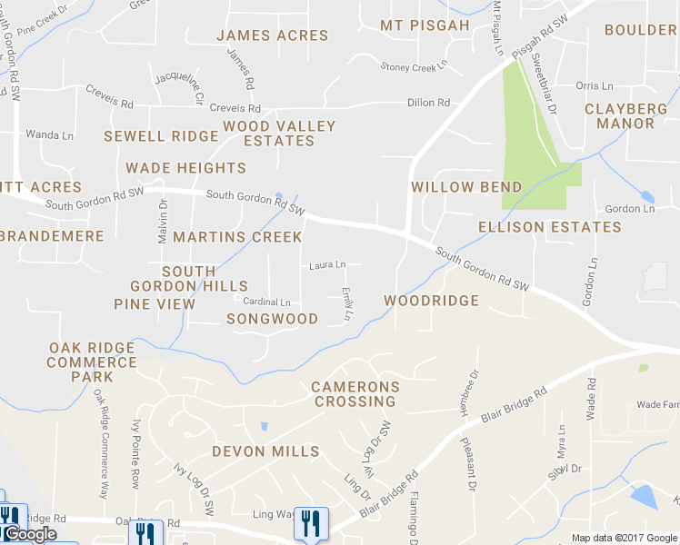 map of restaurants, bars, coffee shops, grocery stores, and more near 1321 Laura Lane in Austell