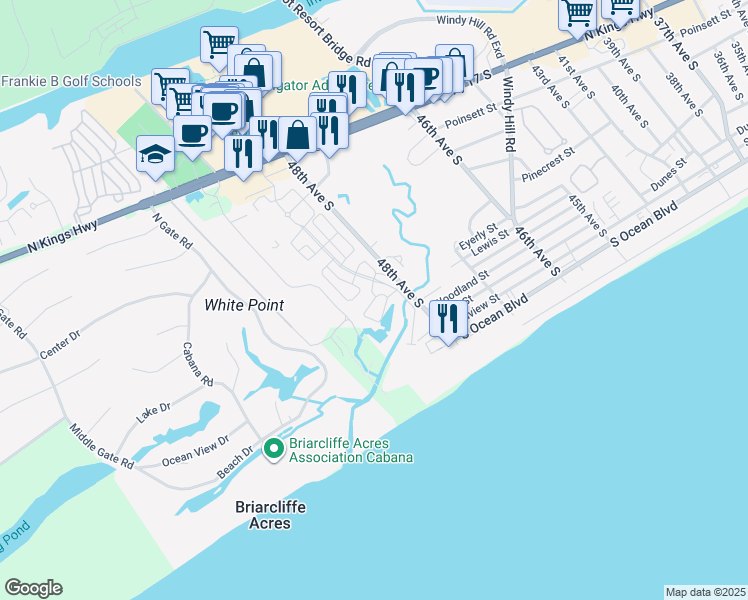 map of restaurants, bars, coffee shops, grocery stores, and more near 4957 Salt Creek Court in North Myrtle Beach