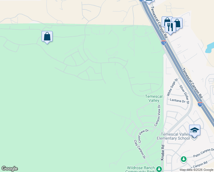 map of restaurants, bars, coffee shops, grocery stores, and more near 22526 Amber Eve Drive in Corona