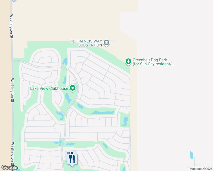 map of restaurants, bars, coffee shops, grocery stores, and more near 78616 Rainswept Way in Palm Desert