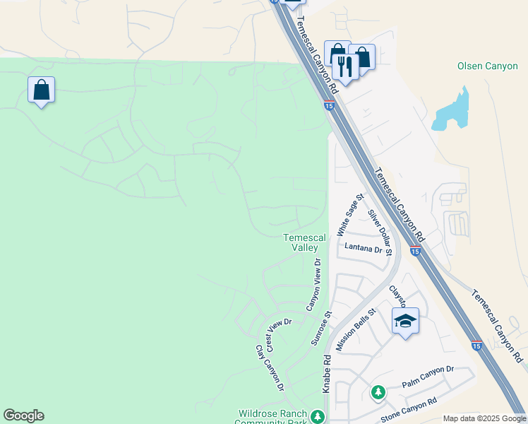 map of restaurants, bars, coffee shops, grocery stores, and more near 8775 Gentle Wind Drive in Corona
