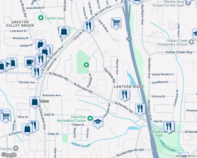 map of restaurants, bars, coffee shops, grocery stores, and more near 3514 Ambassador Alley in Scottdale