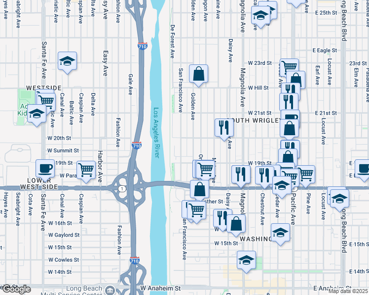 map of restaurants, bars, coffee shops, grocery stores, and more near 1956 San Francisco Avenue in Long Beach