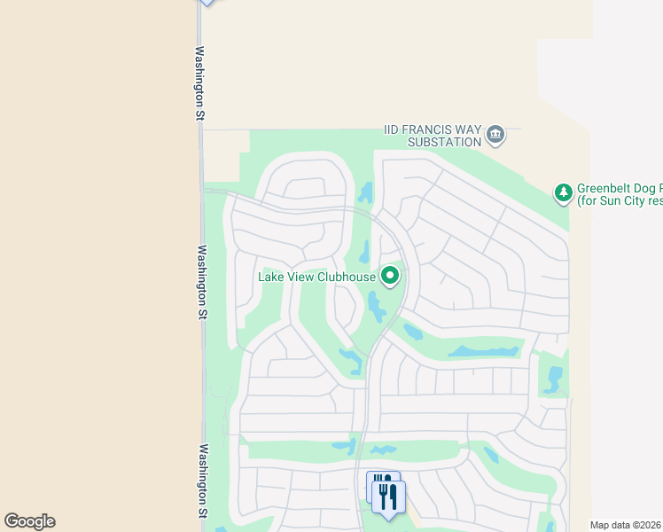 map of restaurants, bars, coffee shops, grocery stores, and more near 35299 Meridia Avenue in Palm Desert