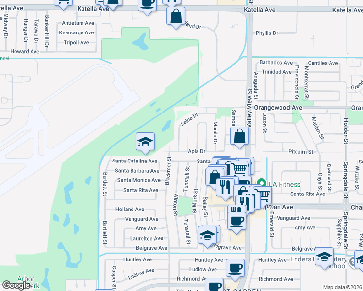 map of restaurants, bars, coffee shops, grocery stores, and more near 11676 Lakia Drive in Cypress