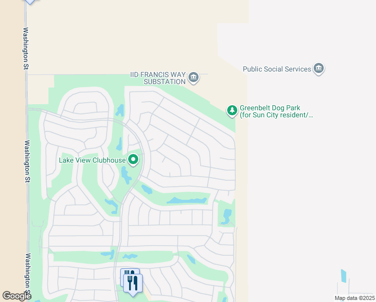 map of restaurants, bars, coffee shops, grocery stores, and more near 35238 Flute Avenue in Palm Desert