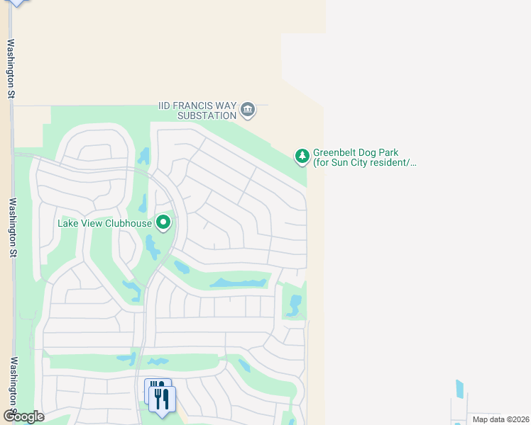 map of restaurants, bars, coffee shops, grocery stores, and more near 35247 Staccato Street in Palm Desert