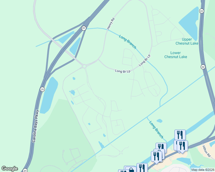 map of restaurants, bars, coffee shops, grocery stores, and more near 6510-6848 Water Tower Road in Longs