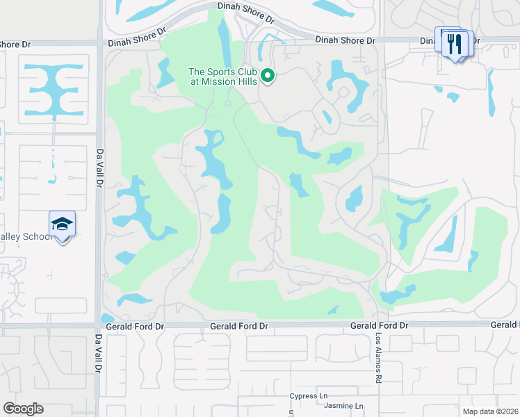 map of restaurants, bars, coffee shops, grocery stores, and more near 714 Inverness Drive in Rancho Mirage